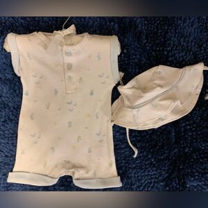 Luxe Threads Soft White Baby Onesie and Hat Set